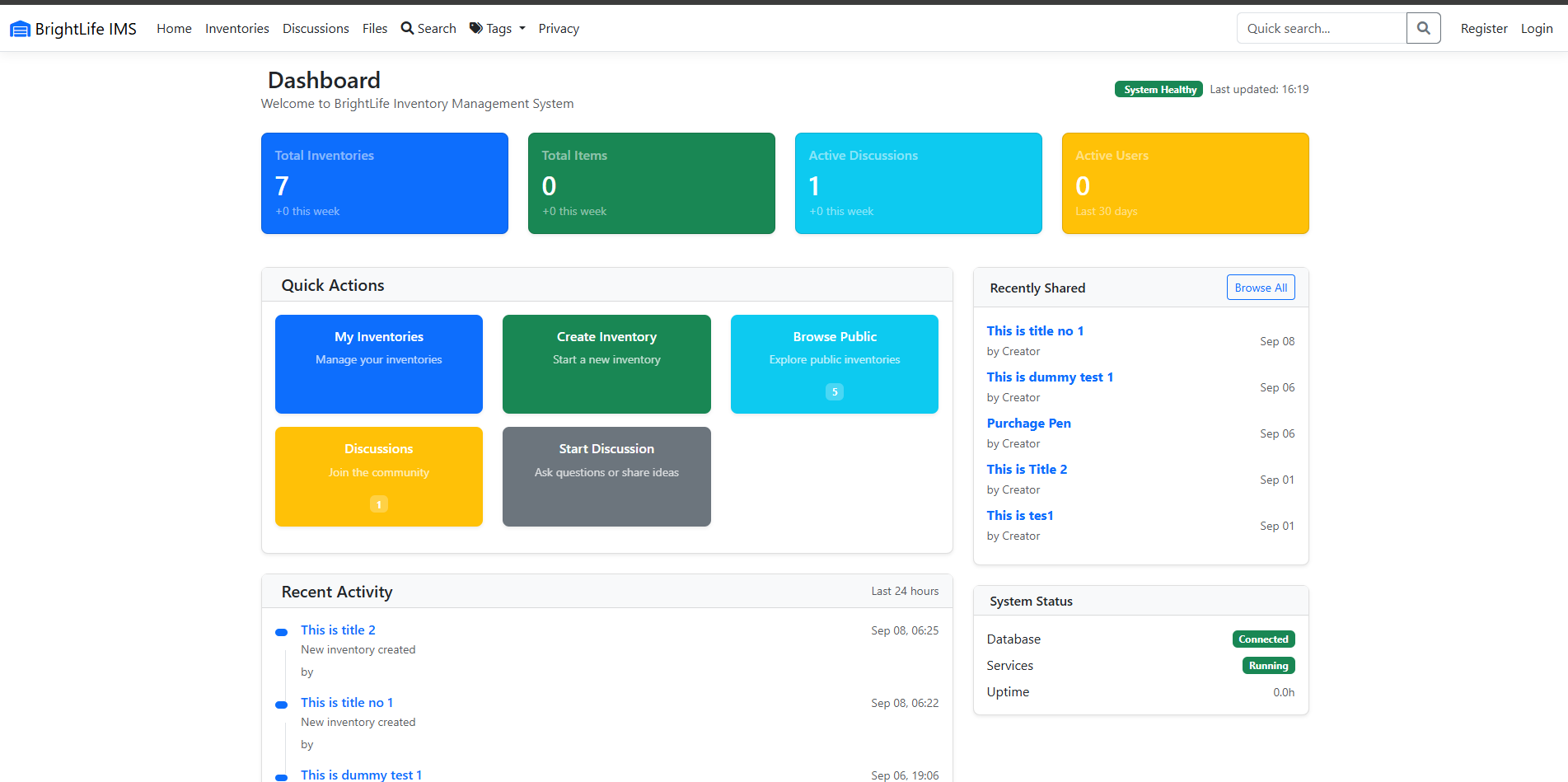 Enterprise Inventory & Discussion Management System